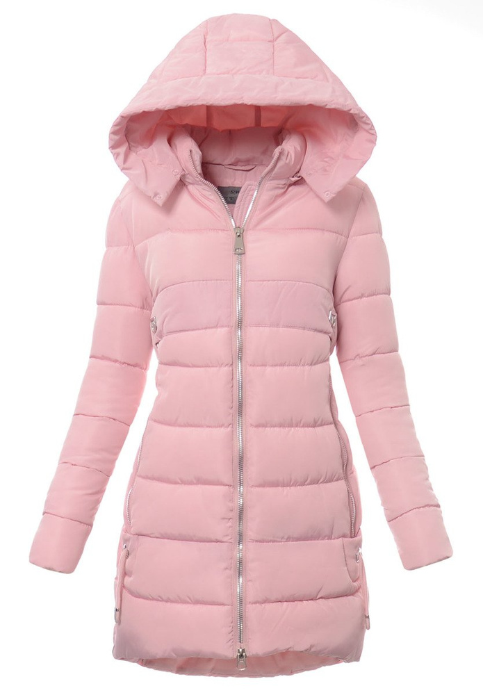 Damska Długa Zimowa Kurtka Ortalionowa Sara Różowa