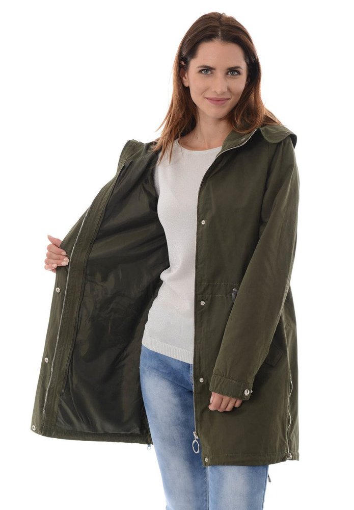 Damska Kurtka Parka Zimowa 2w1 Zielona