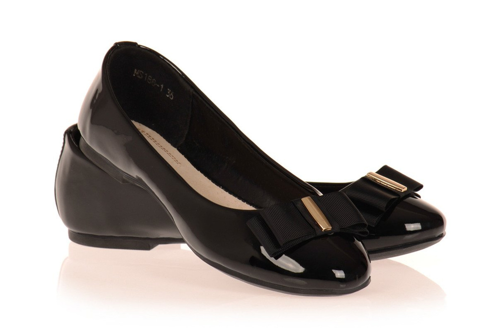 Balerinki Meliski Lakierki Kokarda Czarne