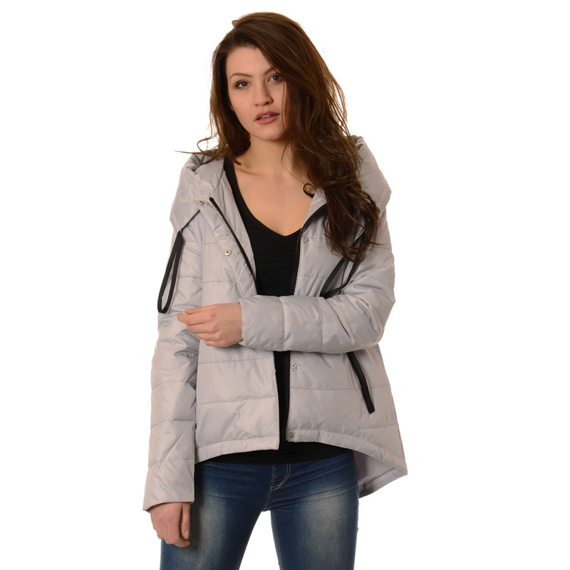 Kurtka Przejściowa Damska Asymetryczna Szara