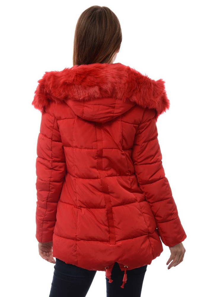 Damska Długa Zimowa Kurtka Ortalionowa Aneta Czerwona