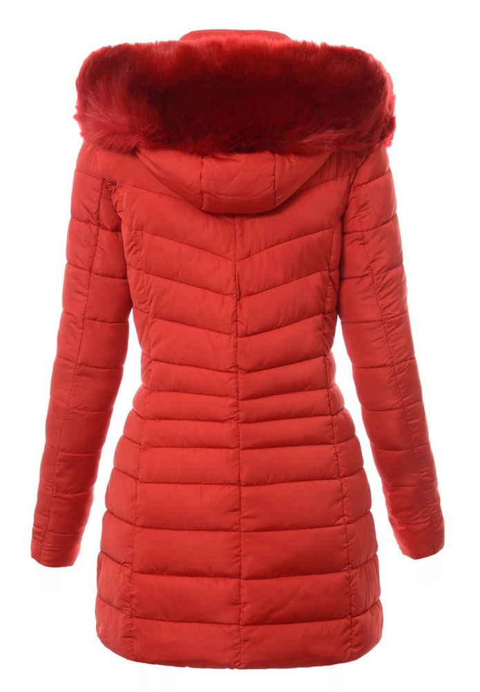 Damska Długa Zimowa Kurtka Ortalionowa Sylwia Czerwona