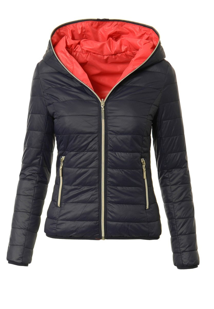 Damska Jesienna Wiosenna Dwustronna Kurtka Carla Granatowo Czerwona