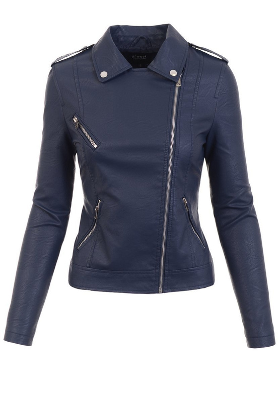 Damska Kurtka Ramoneska Zofia Granatowa