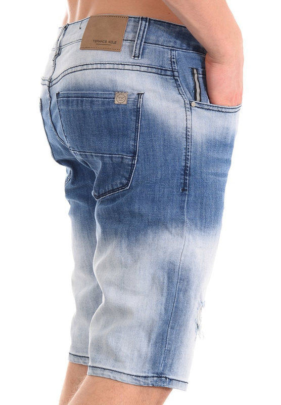 Męskie Spodenki Jeansowe Granatowe