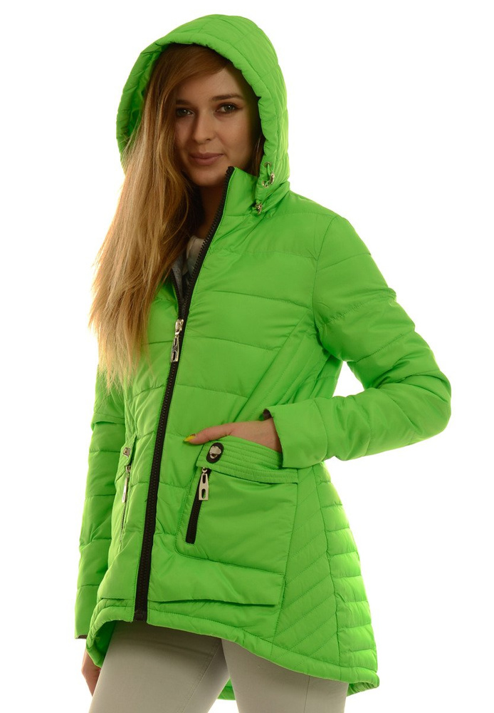 Damska Jesienna Wiosenna Kurtka Zoja Zielona Neonowa