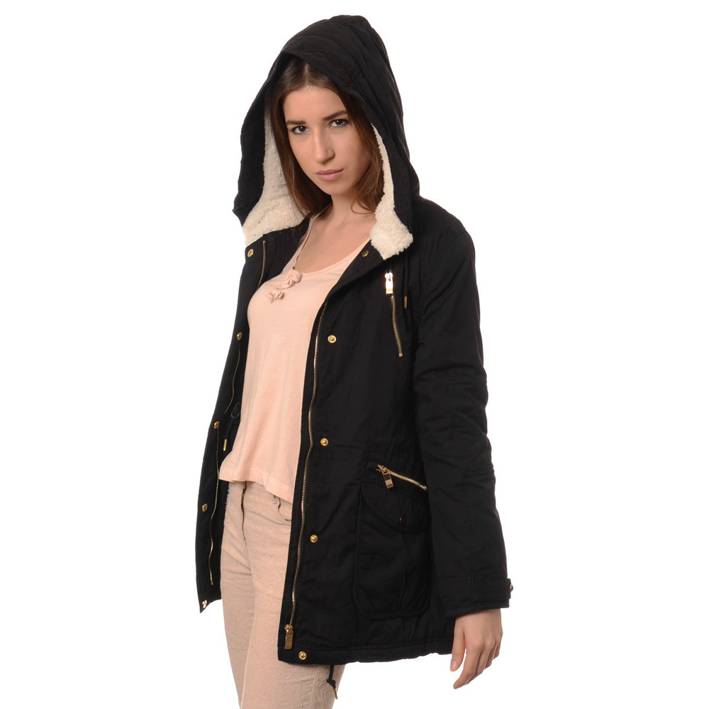 Damska Kurtka Parka Zimowa Czarna (595)