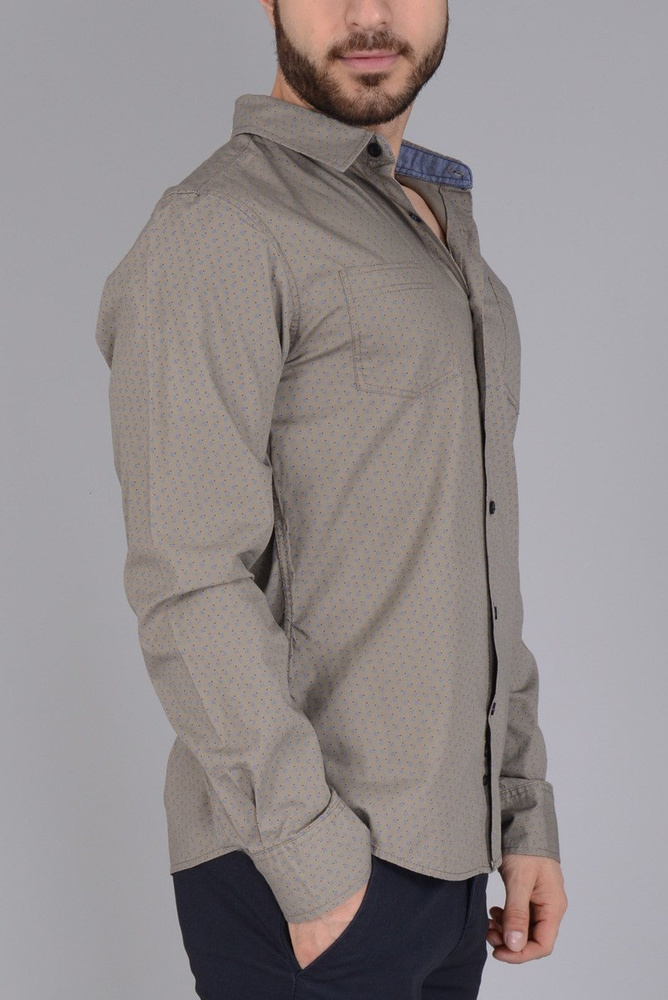 Rewelacyjna Męska Koszula Nadruk Beżowa