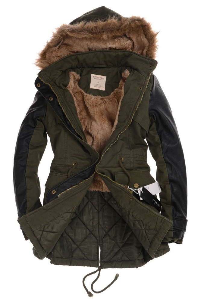 Damska Zimowa Kurtka Parka Ciemna Zieleń