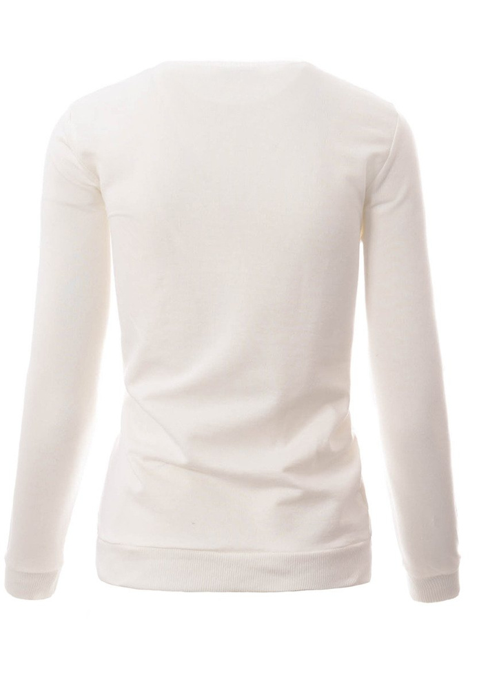 Damska Bluza Bawełniana Nadruk Wieża Eiffla Biała