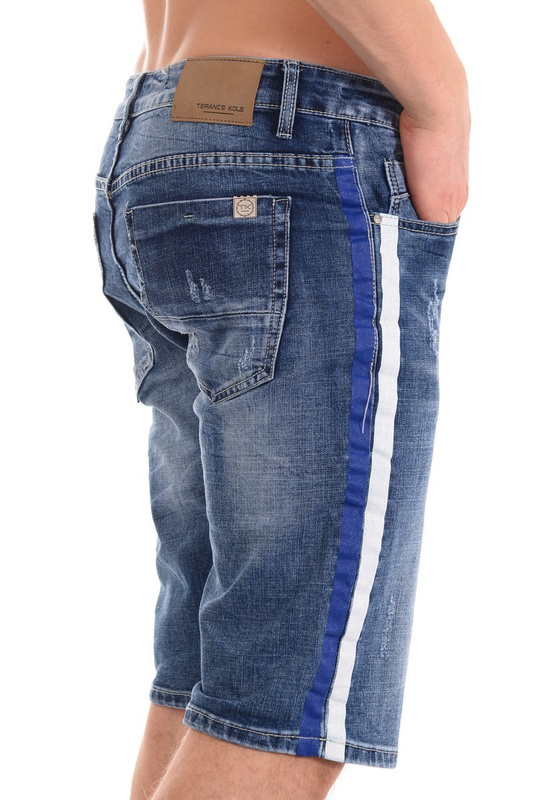 Męskie Spodenki Jeansowe Granatowe