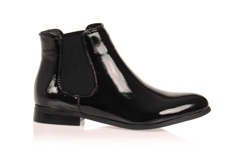 Botki Sztyblety Lakierki Szpic Czarne