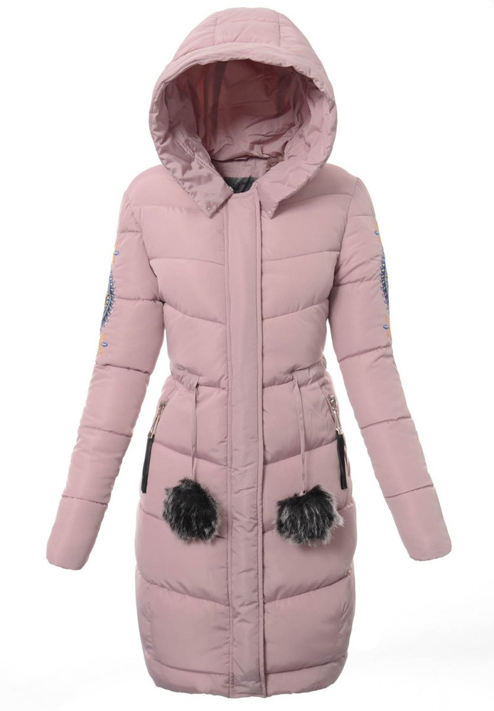 Damska Długa Zimowa Kurtka Ortalionowa Różowa