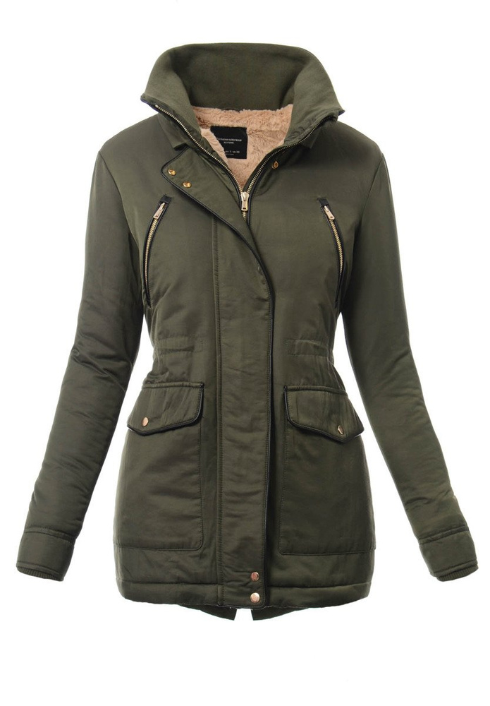 Damska Kurtka Parka Ortalionowa Zimowa Zielona