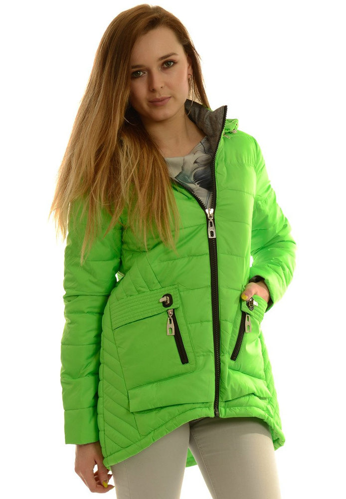 Damska Jesienna Wiosenna Kurtka Zoja Zielona Neonowa