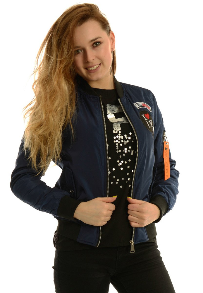 Damska Jesienna Kurtka Bomberka Elif Granatowa