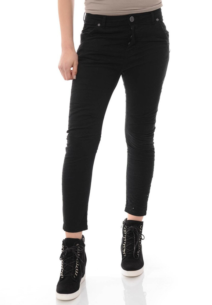 Damskie Spodnie Jeansy Boyfriend Czarne