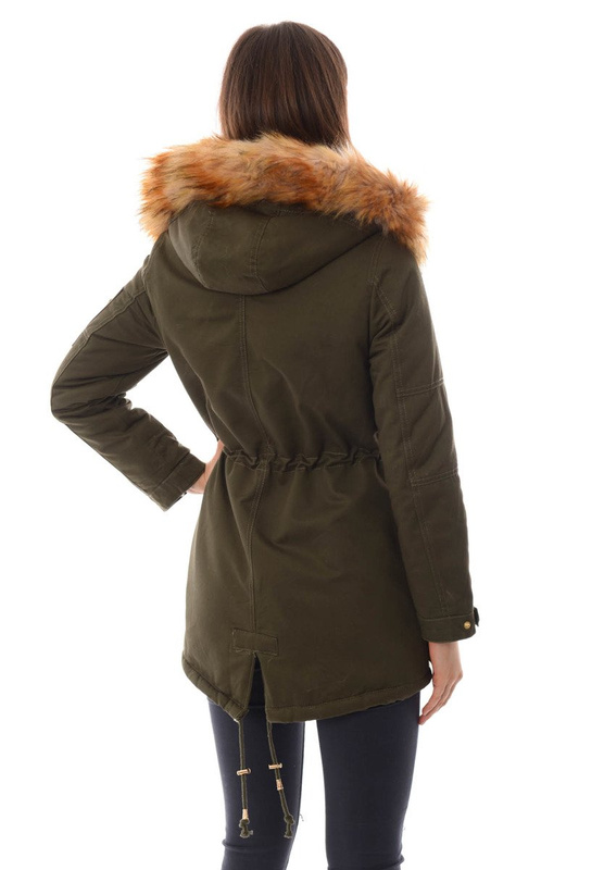 Damska Bawełniana Zimowa Kurtka Parka Zielona
