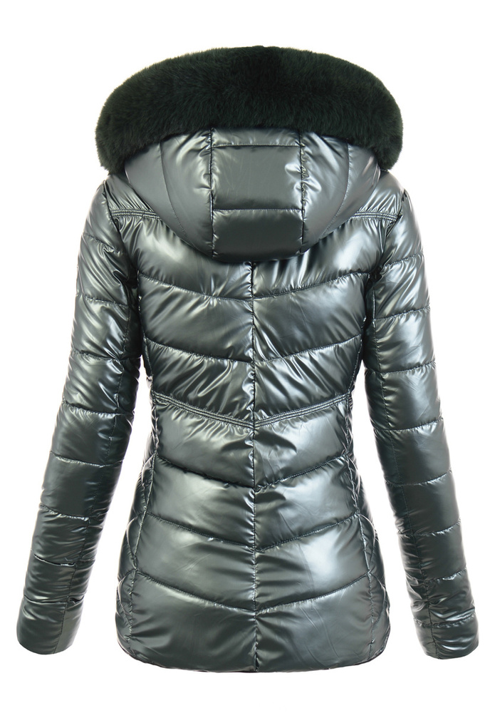 Damska Kurtka Zimowa Emily Perłowo Zielona