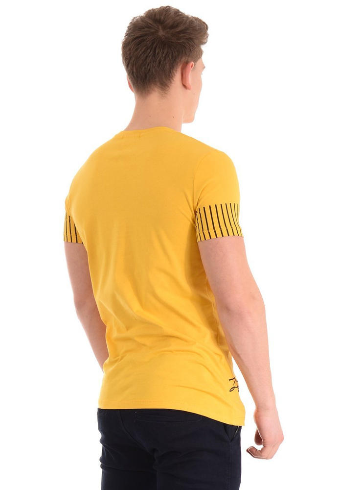 Męska Koszulka T-Shirt Nadruk Żółta