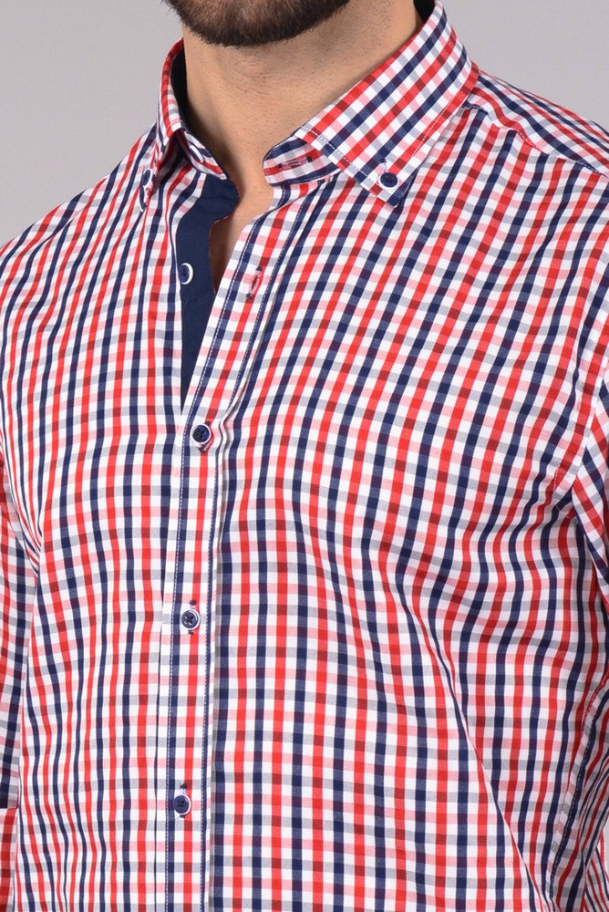 Elegancka Męska Koszula Łaty Kratka