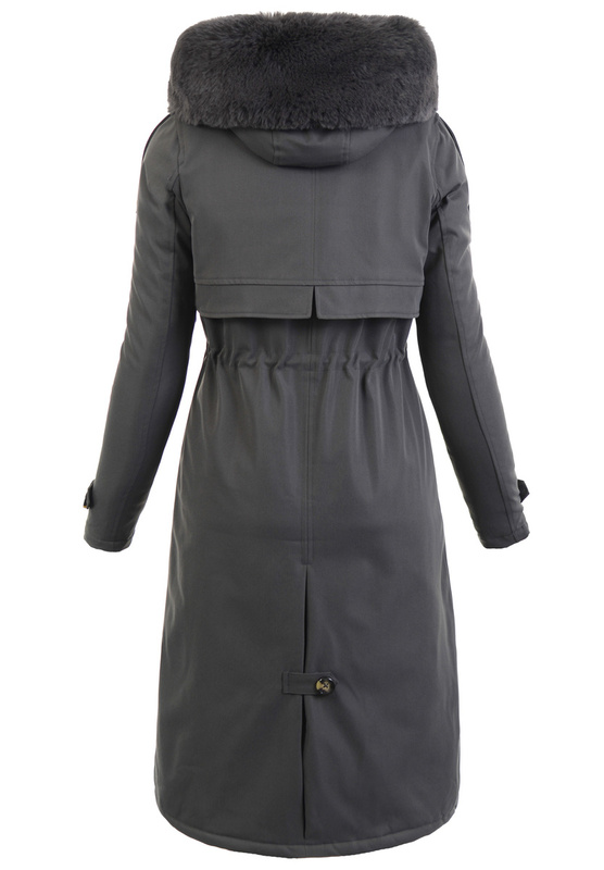 Damska Kurtka Parka Zimowa Larysa Ciemno Szara z Szarym Futerkiem