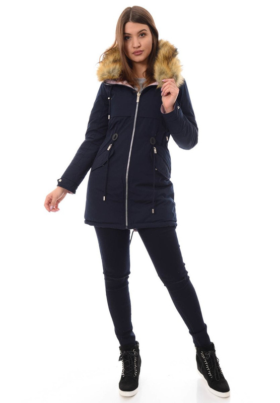Damska Dwustronna Zimowa Kurtka Molly Granatowa