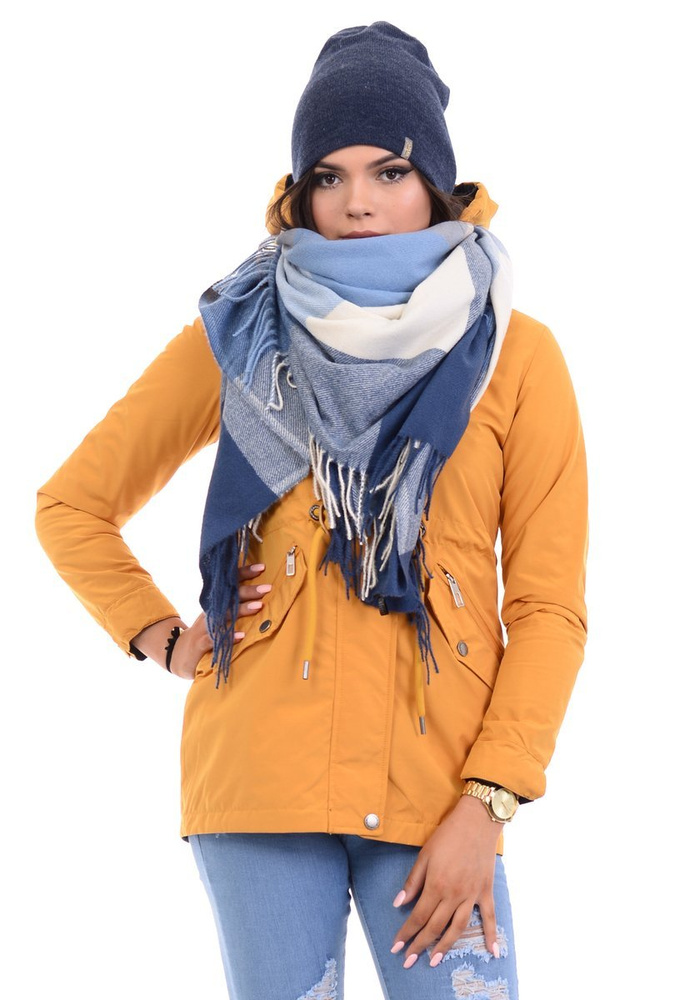 Parka Wiosenna Dwustronna Żółto-Granatowa