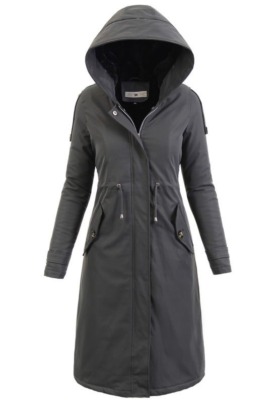 Damska Kurtka Parka Zimowa Larysa Ciemno Szara z Szarym Futerkiem