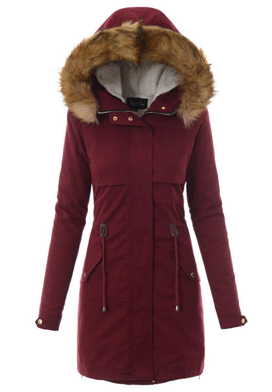 Damska Kurtka Parka Zimowa 2w1 Bordowa