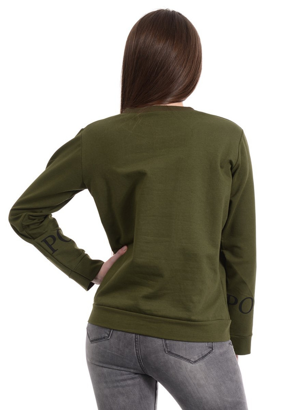 Damska Bluza Bawełniana Nadruk INHIBITING US Zielona