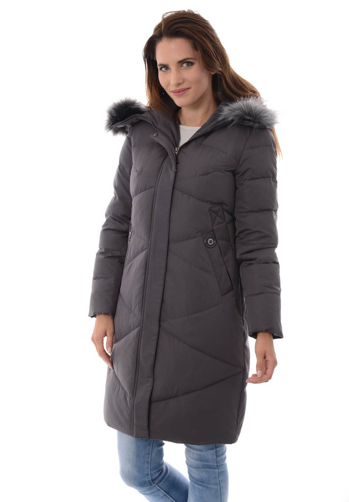 Damska Zimowa Kurtka Ortalionowa Grafitowa
