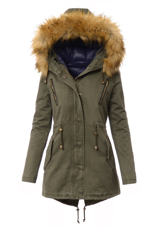 Parka Zimowa 3w1 Julianna Zielona Z Brązowym Futerkiem