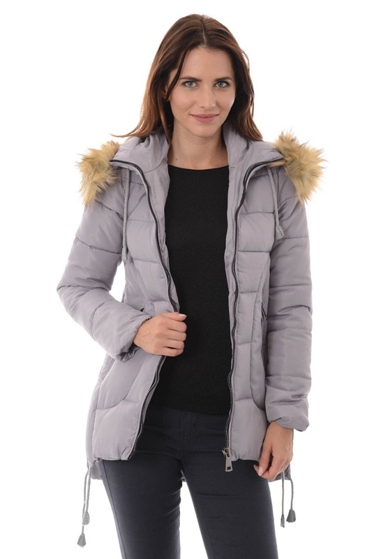 Damska Zimowa Ortalionowa Kurtka Pamela Szara