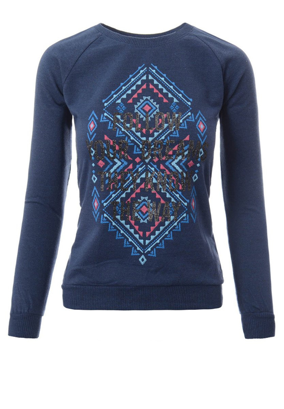 Damska Bluza Bawełniana Nadruk FOLLOW YOUR DREAMS Granatowa