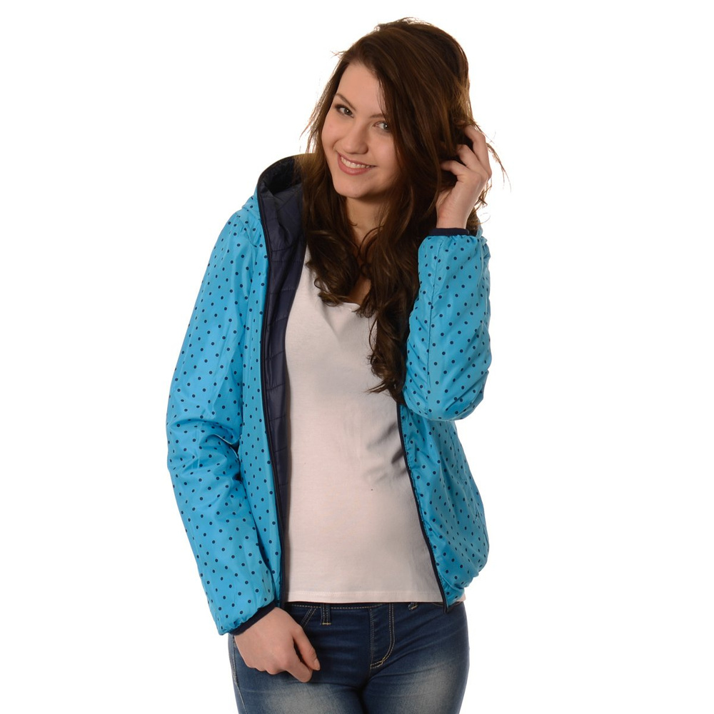 Damska Dwustronna Wiosenna - Jesienna Kurtka Ortalionowa Nadia Granatowo Niebieska