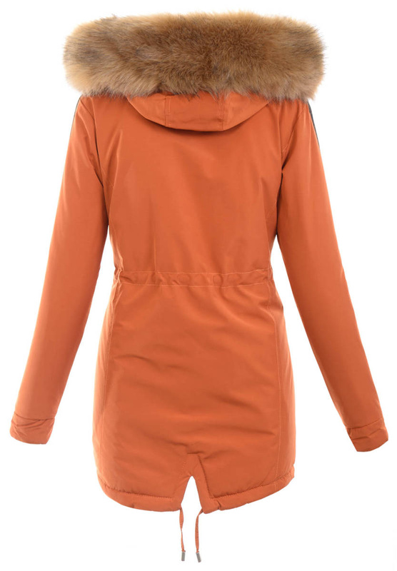 Damska Kurtka Zimowa Parka Dwustronna Joanna Pomarańczowa