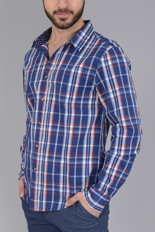 Męska Koszula Glo Story Krata Niebieska