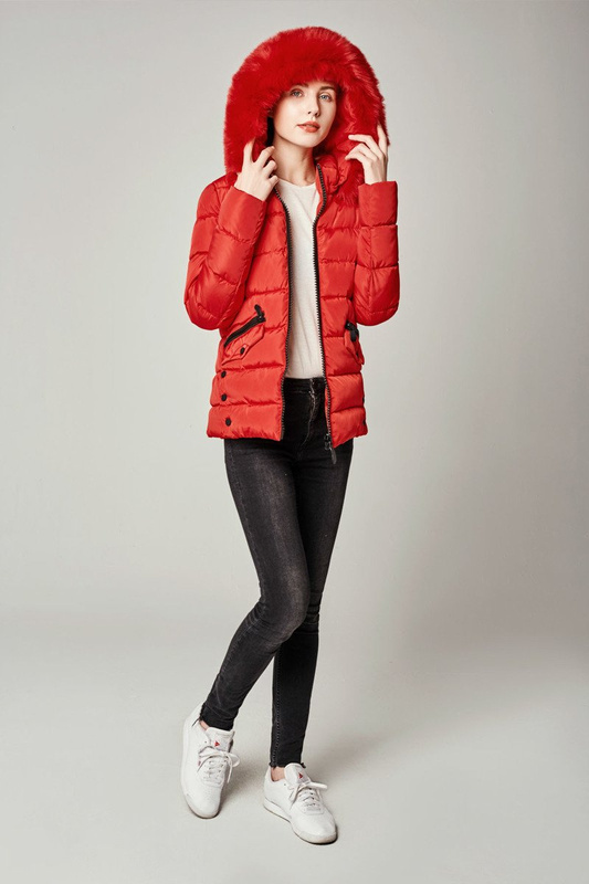 Damska Zimowa Kurtka Ortalionowa Sonia Czerwona