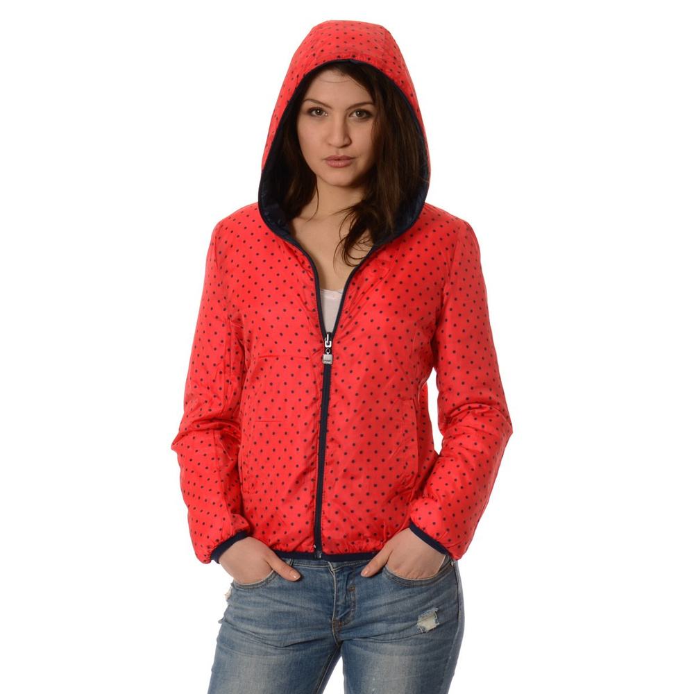 Damska Dwustronna Wiosenna - Jesienna Kurtka Ortalionowa Nadia Granatowo Czerwona