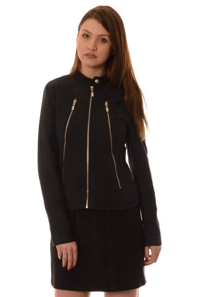 Ramoneska w Kolorze Czarnym z Zamszu