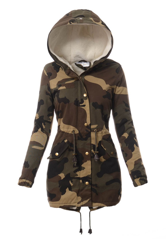 Damska Kurtka Parka Zimowa Moro z Białym Futerkiem