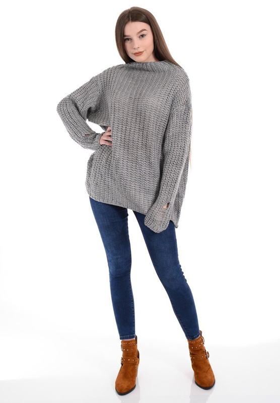 Damski Sweter Oversize Szary