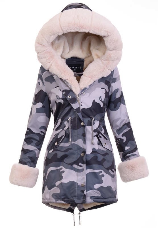 Damska Kurtka Parka Zimowa Sofia Moro Z Futerkiem Ecru