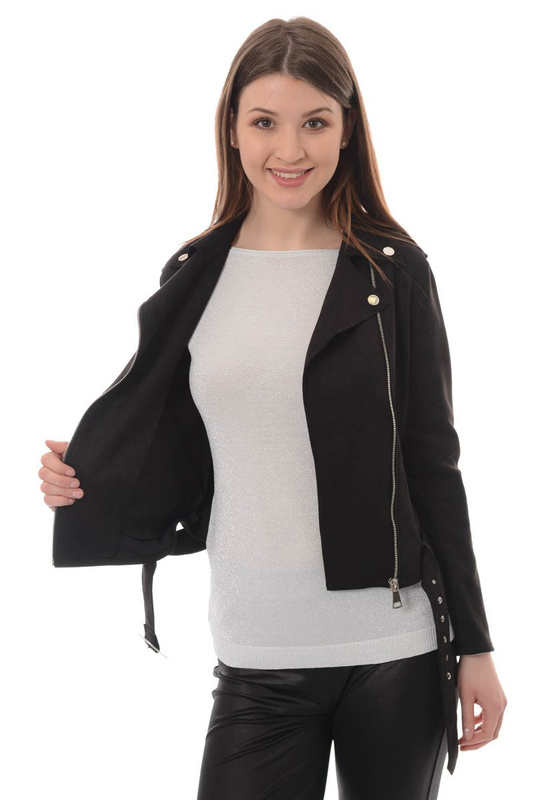 Ramoneska w Kolorze Czarnym z Zamszu