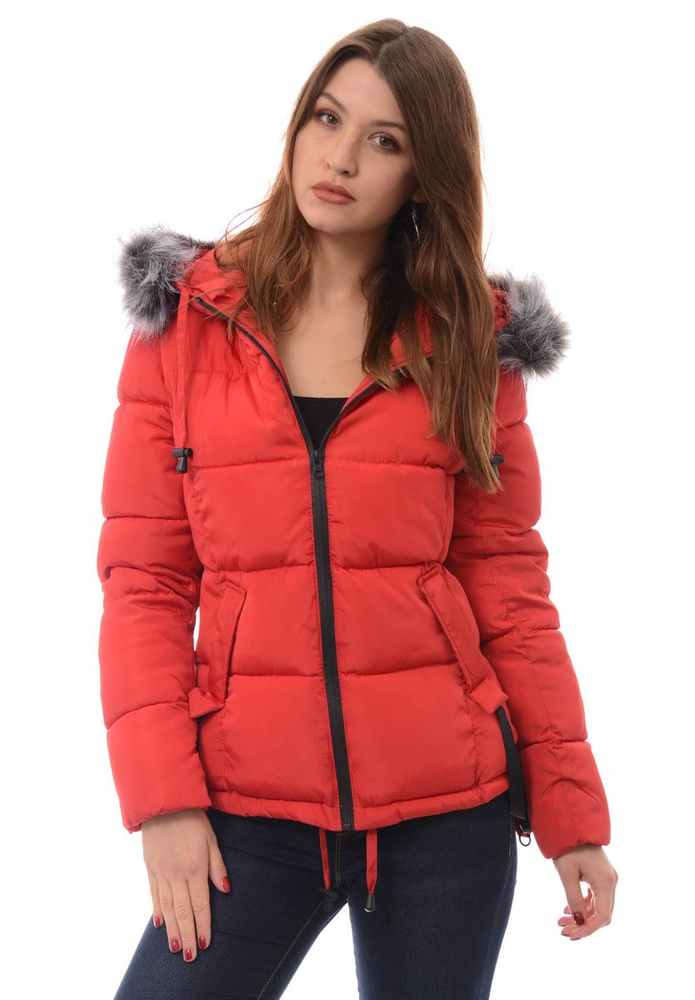 Damska Zimowa Kurtka Ortalionowa Czerwona