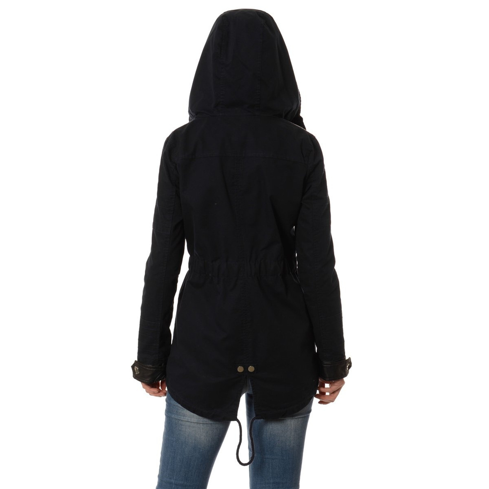 Damska Parka Przejściowa Granatowa