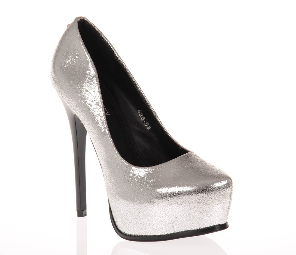 Czółenka Szpilki Platwormy Ćwieki Srebrne