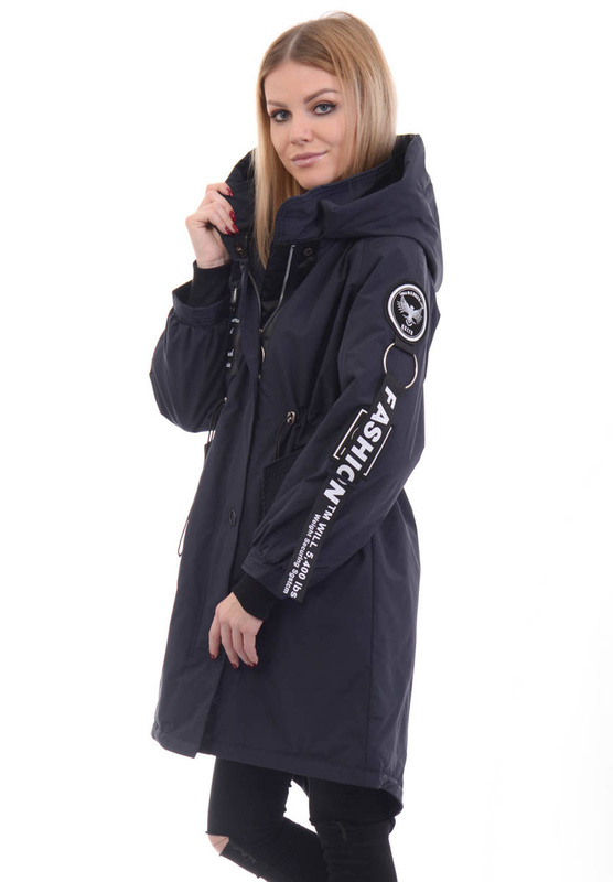 Kurtka Wiosenna Oversize Dejzi Granatowa