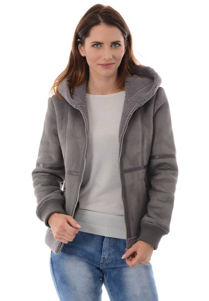 Damska Zimowa Kurtka Kożuszek Miriam Szara